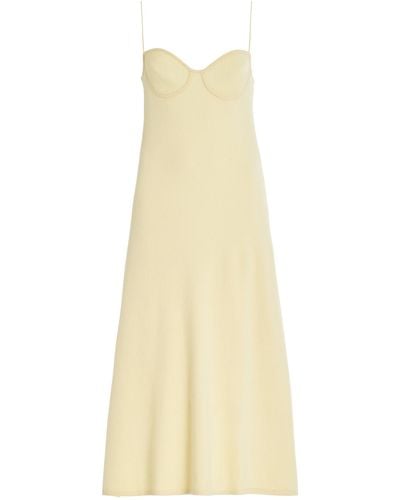 Lisa Yang Ally Knit Cashmere Midi Dress - White