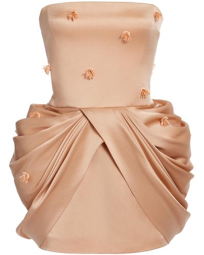 Stella McCartney Bead-embellished Satin Bustier Mini Dress - Natural