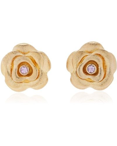 Sydney Evan Large 14k Yellow Gold Sapphire Earrings - White