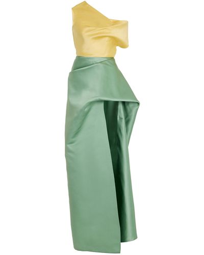 Rosie Assoulin Oscar Winner Asymmetric Silk Gown - Green