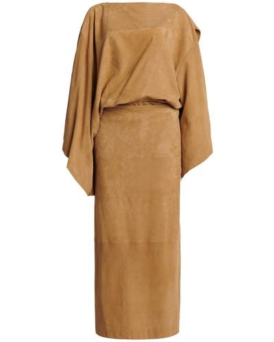 Christopher Esber Sulfur Draped Suede Midi Dress - Natural