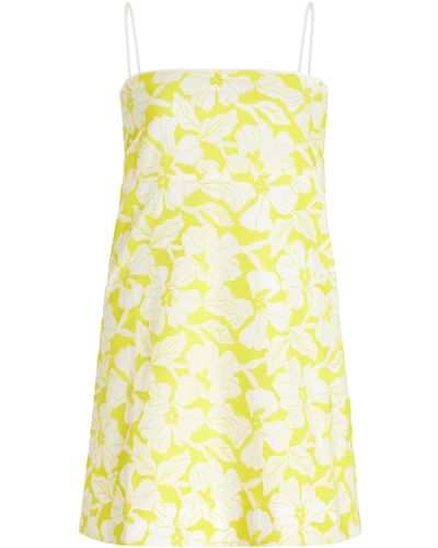 Three Graces London Clementine Embroidered Cotton Mini Dress - Yellow