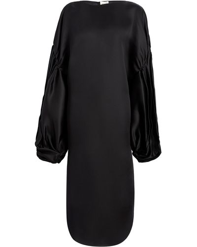 Khaite Zelma Oversized Silk Midi Dress - Black
