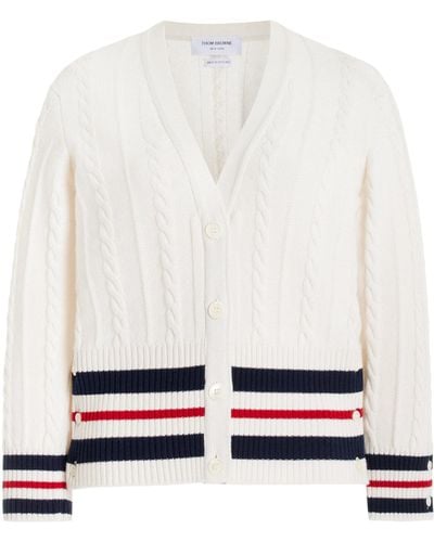 Thom Browne Cable-knit Cashmere Cardigan - White