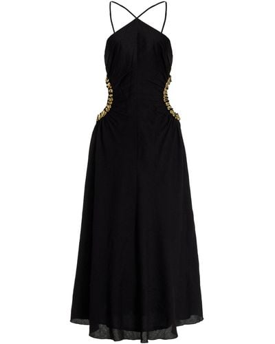 Cult Gaia Silvia Embellished Cutout Crepe Midi Dress - Black