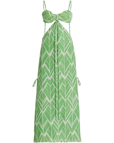 Alexis Daya Cutout Printed Linen Maxi Dress - Green