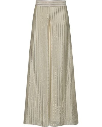 Johanna Ortiz Woven Power Metallic Silk Wide-leg Trousers - Natural