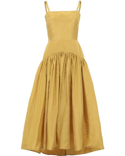 Martin Grant Gathered Drop-waist Silk Midi Dress - Yellow