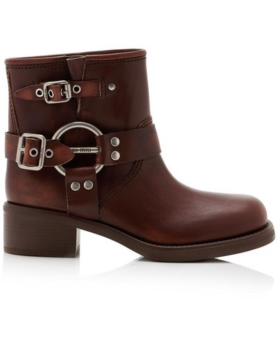 Miu Miu Leather Ankle Boots - Brown