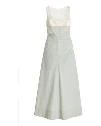 Bevza Sofia Gathered Cotton Midi Dress - White