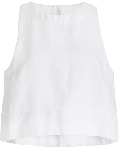 Posse Exclusive Poppy Linen Cropped Top - White