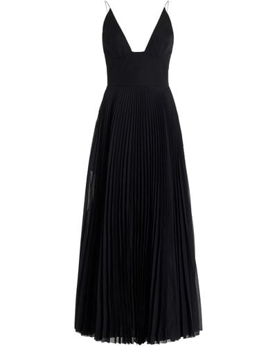 Brandon Maxwell Wesley Pleated Silk-cotton Maxi Dress - Black