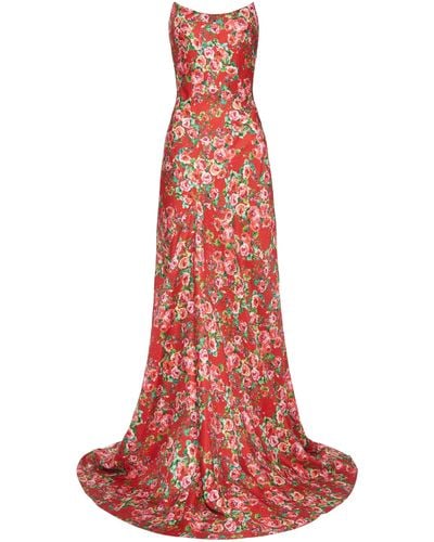 Markarian Tallulah Draped Silk Gown - Red