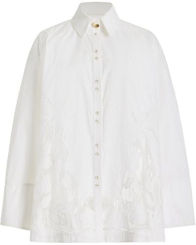 Aje. Agua Embroidered Cotton Shirt - White