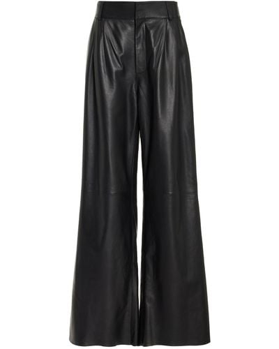 Sergio Hudson Pleated Wide-leg Leather Pants - Black