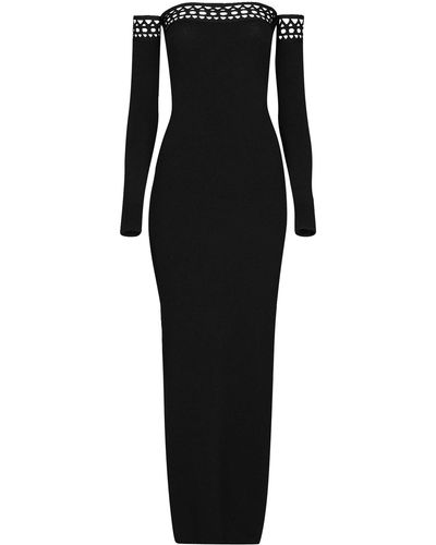 Alaïa Vienne Off-the-shoulder Midi Dress - Black