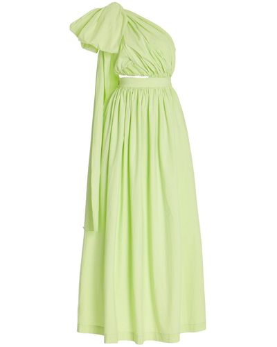 Bondi Born St Tropez One-shoulder Cotton Maxi Dress - Green