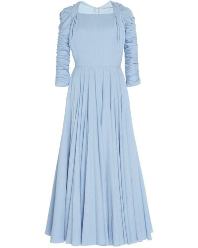 Emilia Wickstead Jordin A-line Cotton-blend Dress - Blue