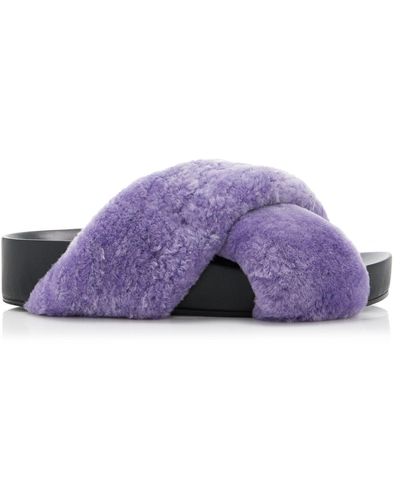 Jil Sander Shearling Sandals - Purple