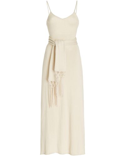 Savannah Morrow Ara Belted Silk-cotton Midi Dress - Natural