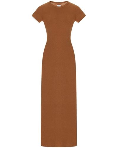 AEXAE Cashmere T-shirt Midi Dress - Brown