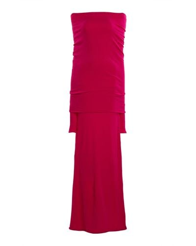 Balenciaga Fold-over Jersey Maxi Dress - Red
