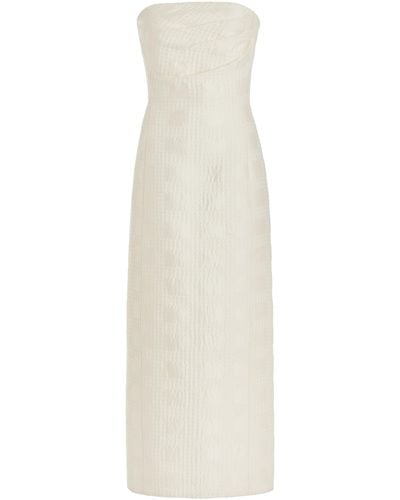 Emilia Wickstead Lowre Checked-tweed Cotton-blend Midi Dress - White