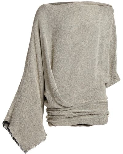 Christopher Esber Amarnath Asymmetric Draped Silk-blend Top - Gray