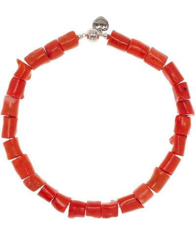 Julietta Coral Beaded Necklace - Red