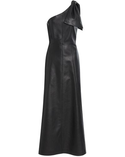 Chloé Asymmetric Leather Maxi Dress - Black