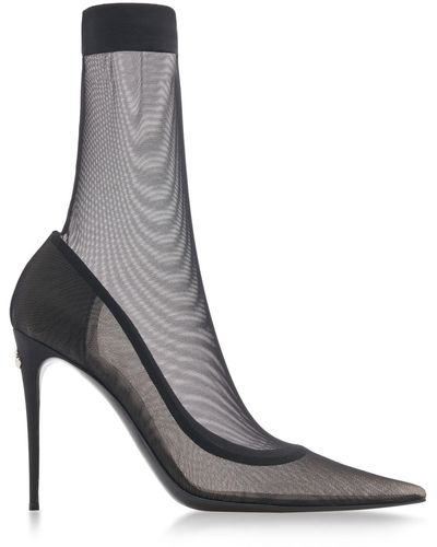 Dolce & Gabbana Lollo Tulle Ankle Boots - Grey