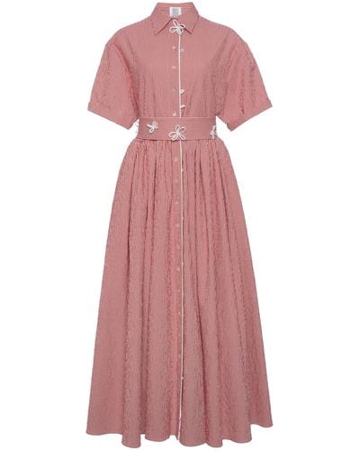 Rosie Assoulin Tendril Jane Striped Cotton-blend Shirt Dress - Pink