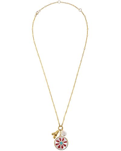 Lizzie Fortunato Equinox Gold-plated Pearl, Turquoise Pendant Necklace - Metallic