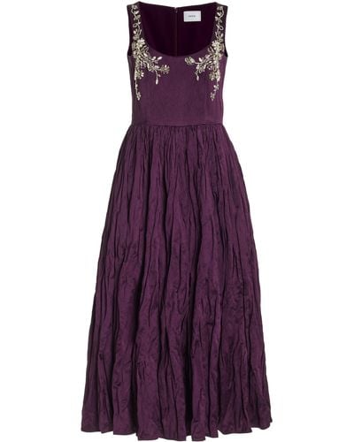 Erdem Embellished Sequined Satin Midi Dress - Purple