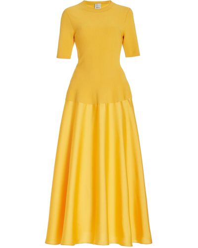 Jonathan Simkhai Marionne Knit And Satin Midi Dress - Yellow