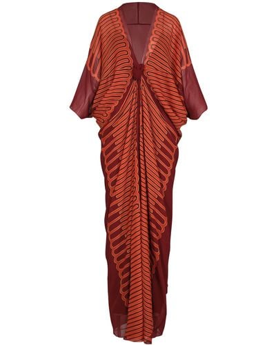Johanna Ortiz Sensory Tapresty Silk Caftan Dress - Red