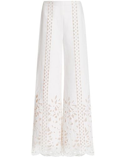 Oscar de la Renta Guipure Lace Cotton-blend Wide-leg Pants - White