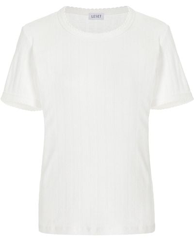 Leset Pointelle-knit Cotton T-shirt - White