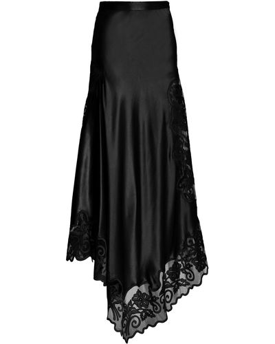 Ulla Johnson Cressida Lace-trimmed Silk Midi Skirt - Black