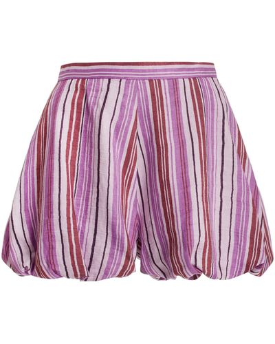 Lisa Marie Fernandez Pouf Tufted Linen-blend Shorts - Purple