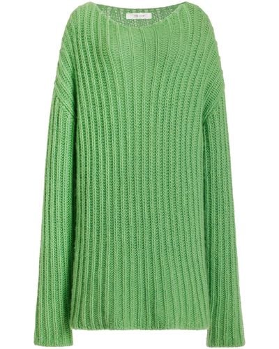 The Row Marnie Oversized Knit Cashmere Sweater - Green