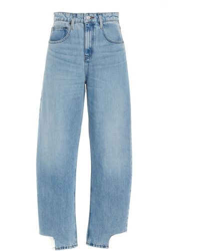 FRAME Rigid High-rise Long Barrel-leg Jeans - Blue
