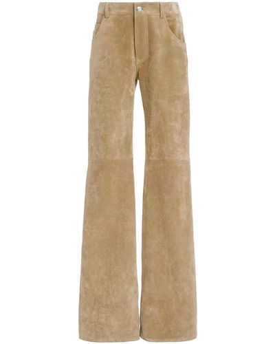 Chloé Soft Crosta Leather Pants - Natural