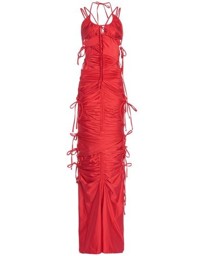 Balenciaga Cutout Stretch-knit Maxi Dress - Red