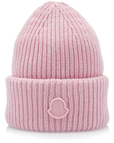 Moncler Ribbed-knit Beanie - Pink