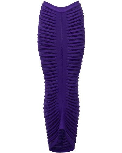 Alaïa 3d Velvet Maxi Skirt - Purple