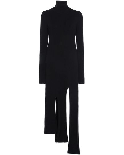 Bottega Veneta Turtleneck Ribbed Knit Mini Dress - Black