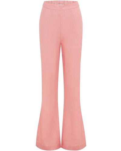 Posse Exclusive Tia Flared Linen Pants - Pink