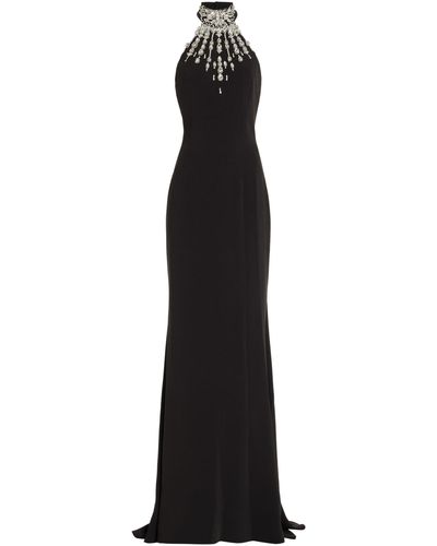 Zuhair Murad Crystal-embellished Cady Halter Maxi Dress - Black