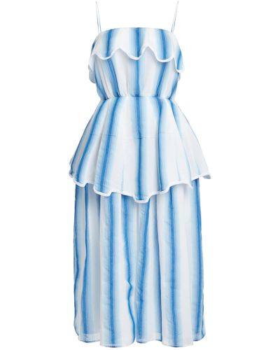 Rosie Assoulin Awning Flared Cotton-blend Midi Dress - Blue